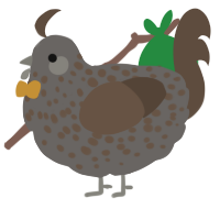 A grey and bark chicken with a speckle pattern