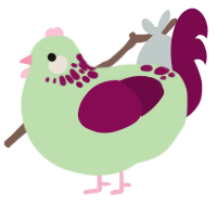 A gluppy and wine chicken with a neck-speckle pattern