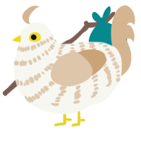 Crumbs, a white and beige chicken with a bar pattern