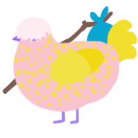 (unnamed), a rose and yellow chicken with a speckle pattern