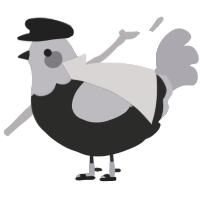 A sable and overcast chicken with a head pattern
