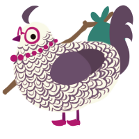 A white and overcast chicken with a double-lace pattern