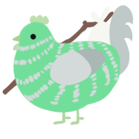 A spring and silver chicken with a bar pattern