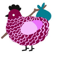 A maroon and lavender chicken with a lace pattern