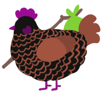 A black and russet chicken with a lace pattern