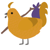A orange and ochre chicken with a lace pattern