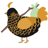 A sable and orange chicken with a lace pattern