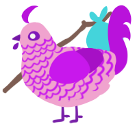 Breakfast, a pink and amethyst chicken with a lace pattern