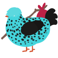 Albrecht, a aqua and sable chicken with a speckle pattern