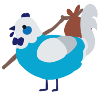 A cerulean and mist chicken with a head pattern