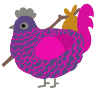 A overcast and fuchsia chicken with a lace pattern