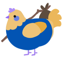 A ultramarine and honey chicken with a head pattern
