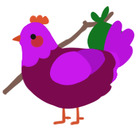 A wine and amethyst chicken with a head pattern