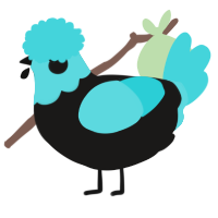 A sable and aqua chicken with a head pattern