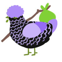 A black and lilac chicken with a lace pattern