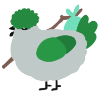 A silver and viridian chicken