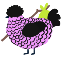 A lavender and black chicken with a lace pattern