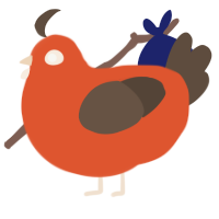 A vermilion and bark chicken