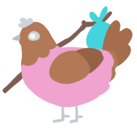 A pink and brown chicken with a head pattern