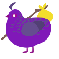 Plumdumb, a violet and overcast chicken with a half-lace pattern