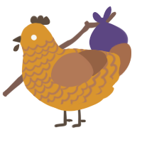A orange and brown chicken with a lace pattern