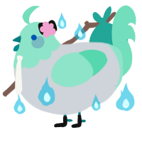 A mist and mint chicken with a head pattern