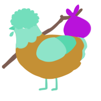 A gold and mint chicken with a head pattern