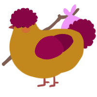 A ochre and maroon chicken