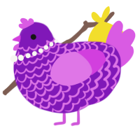 A violet and orchid chicken with a lace pattern