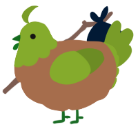 A brown and chartreuse chicken with a head pattern
