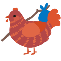 A red and vermilion chicken with a bar pattern