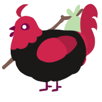 A sable and crimson chicken with a head pattern