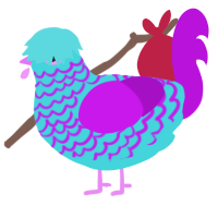 A aqua and amethyst chicken with a lace pattern