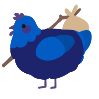 A navy and ultramarine chicken with a head pattern