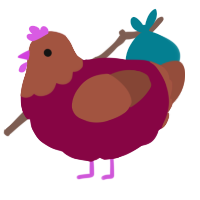 A maroon and russet chicken with a head pattern