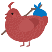 A red chicken with a lace pattern