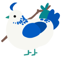 A white and ultramarine chicken with a neck-speckle pattern