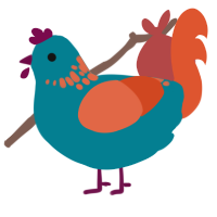 vibrant, a sea and vermilion chicken with a neck-speckle pattern