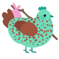 A mint and russet chicken with a speckle pattern