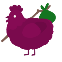 A wine chicken with a head pattern