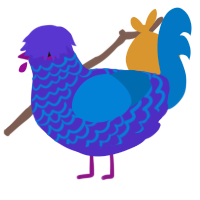 Cornflower, a indigo and sapphire chicken with a lace pattern