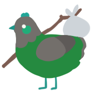 A viridian and grey chicken with a head pattern