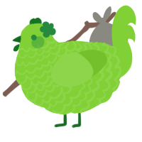 A grass chicken with a lace pattern