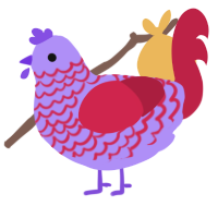 A lilac and crimson chicken with a lace pattern