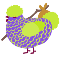 A blurple and lime chicken with a lace pattern