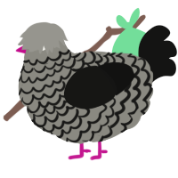 A ash and black chicken with a lace pattern