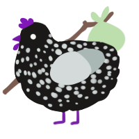 A sable and silver chicken with a speckle pattern