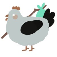 A silver and black chicken