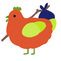 A vermilion and lime chicken