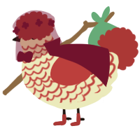 A mist and crimson chicken with a lace pattern